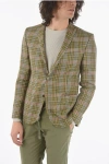 Corneliani Cc Collection Tartan Motif Flax Side Vents Notch Lapel Reset