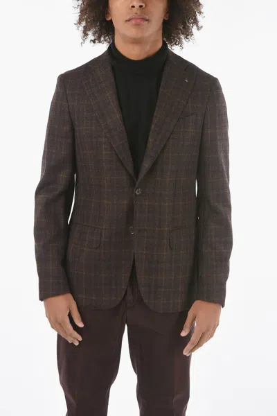 Corneliani Cc Collection Tartan Patterned Retailored Blazer In Brown