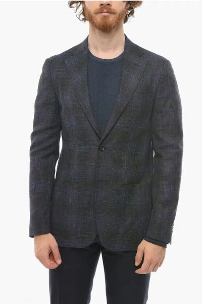 Corneliani Cc Collection Tweed Wool Blend Refined Blazer In Blue