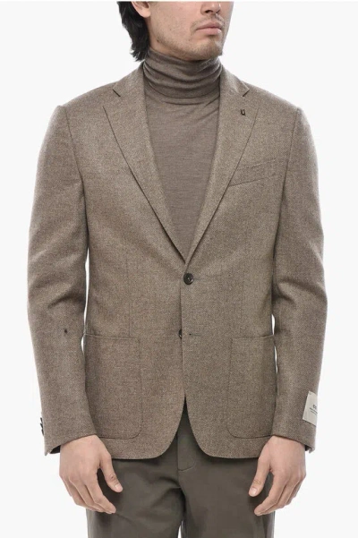 Corneliani Cc Collection Two-button Virgin Wool And Cashmere Jacket Wit In Brown
