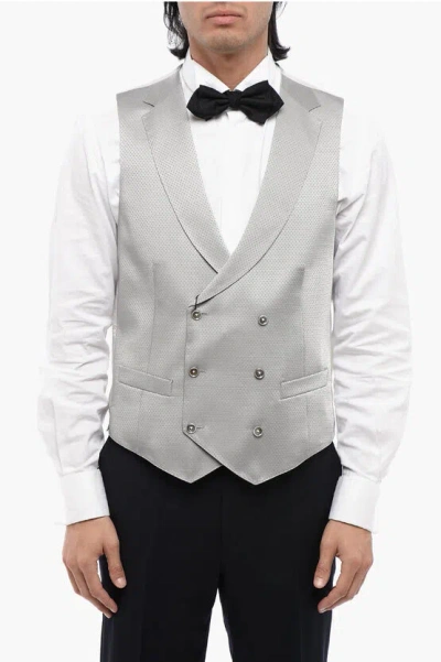 Corneliani Cc Collection Two-tone Double Breasted Waistcoat In Gray