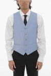 Corneliani Cc Collection Two-tone Virgin Wool Waistcoat With Back Adjus