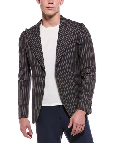 Corneliani Cc Collection Unbalanced Striped Wool In Yellow