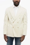 Corneliani Cc Collection Unlined Double Breasted Blazer With Peak Lapel In White