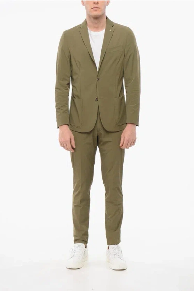 Corneliani Cc Collection Unlined Reset Stretch Nylon Suit In Green