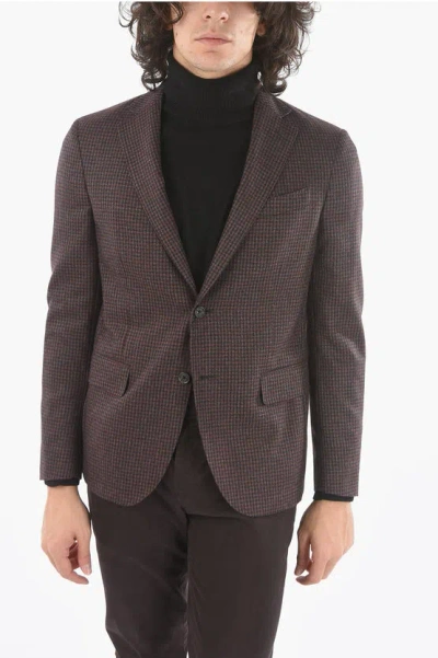 Corneliani Cc Collection Unlined Single Breasted Checkered Blazer In Brown