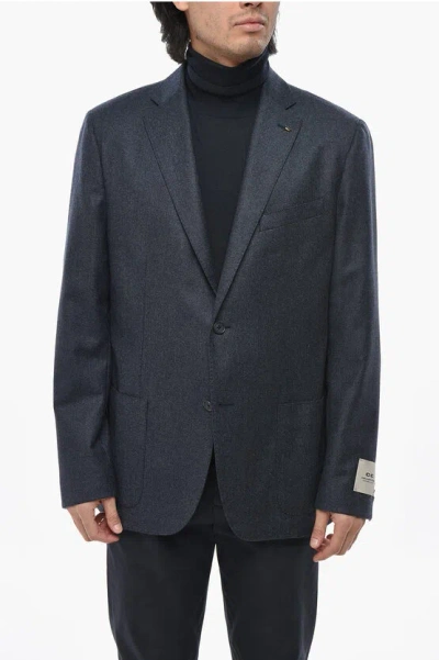 Corneliani Cc Collection Virgin Wool 2 Button Blazer With Patch Pockets In Blue