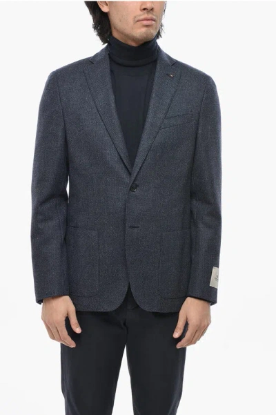 Corneliani Cc Collection Virgin Wool 2 Buttons Blazer With Patch Pocket In Blue