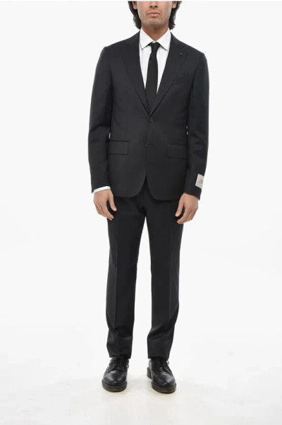 Corneliani Cc Collection Virgin Wool 2 Buttons Suit With Side Vents In Black