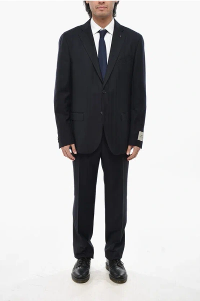 Corneliani Cc Collection Virgin Wool And Cashmere Side Vents Notch Lape In Black