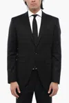 Corneliani Cc Collection Virgin Wool And Silk 1-button Blazer With Peak In Black