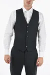 Corneliani Cc Collection Virgin Wool And Silk Cerim.reset Waistcoat In Blue