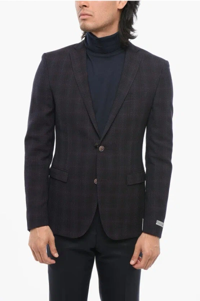 Corneliani Cc Collection Virgin Wool Blazer With Checkered Motif