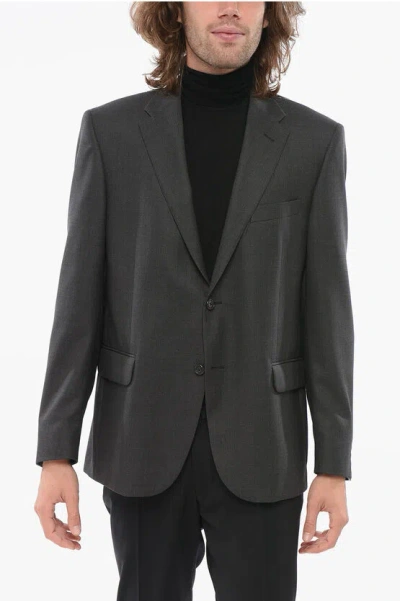 Corneliani Cc Collection Virgin Wool Blazer With Hopsack Motif