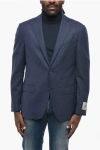 Corneliani Cc Collection Virgin Wool Blazer With Notch Lapel In Blue