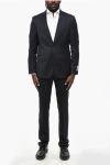 Corneliani Cc Collection Virgin Wool Blazer With Notch Lapel In Blue