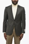 Corneliani Cc Collection Virgin Wool Blazer With Peak Lapel In Brown