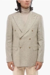 Corneliani Cc Collection Virgin Wool Blend Double Breasted Blazer In Neutral