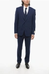 Corneliani Cc Collection Virgin Wool Blend Notch Lapel 3 Piece Waistcoa