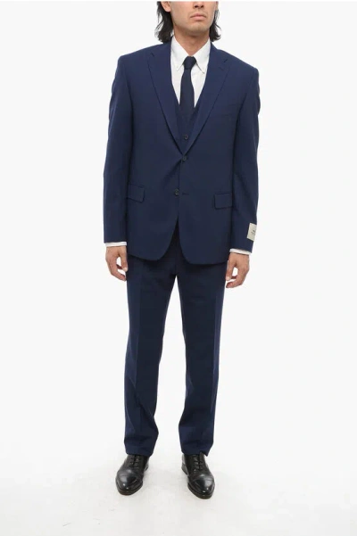 Corneliani Cc Collection Virgin Wool Blend Notch Lapel 3 Piece Waistcoa