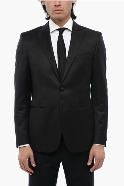Corneliani Cc Collection Virgin Wool Ceremony Blazer With Peak Lapel In Grey