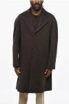 Corneliani Cc Collection Virgin Wool Coat With Patch Pockets In Brown