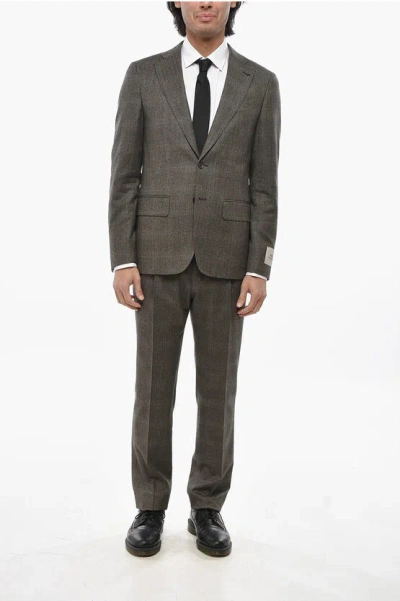 Corneliani Cc Collection Virgin Wool District Check 2-button Suit With In Brown