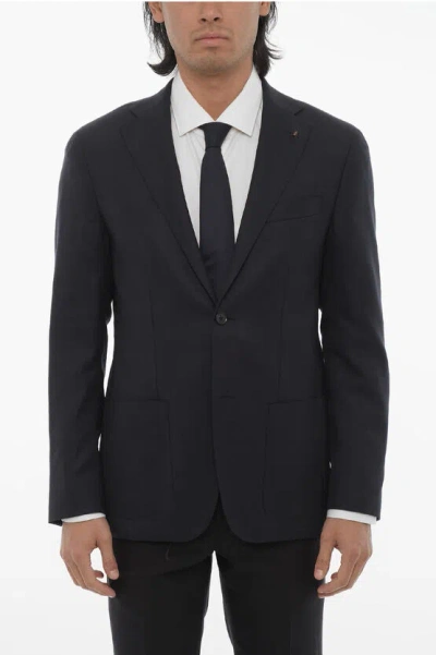Corneliani Cc Collection Virgin Wool Half-lined 2-buttons Blazer With P In Black