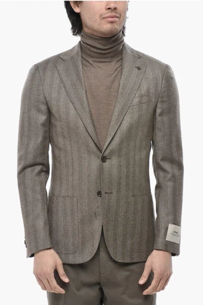 Corneliani Cc Collection Virgin Wool Herringbone Jacket In Gray