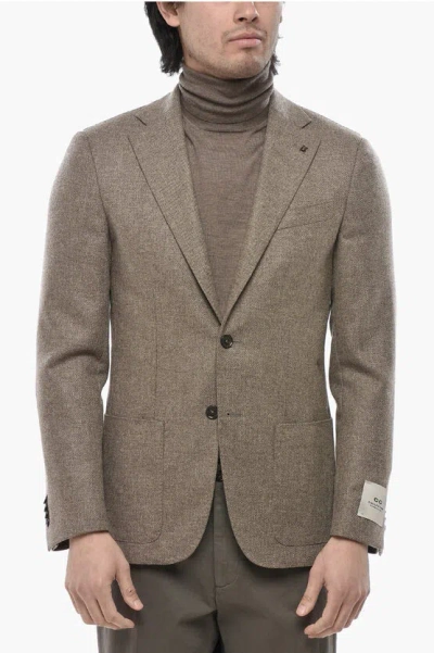 Corneliani Cc Collection Virgin Wool Jacket With Classic Lapel In Brown