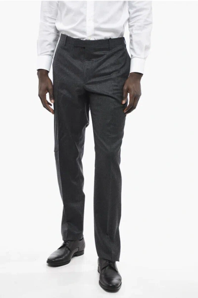 Corneliani Cc Collection Virgin Wool Pants With Hidden Closure In Gray