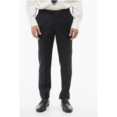 CORNELIANI CC COLLECTION VIRGIN WOOL PANTS WITH HIDDEN MEN'S CLOSURE