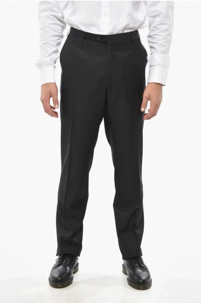 Corneliani Cc Collection Virgin Wool Pants With With Scalloped Hem In Black