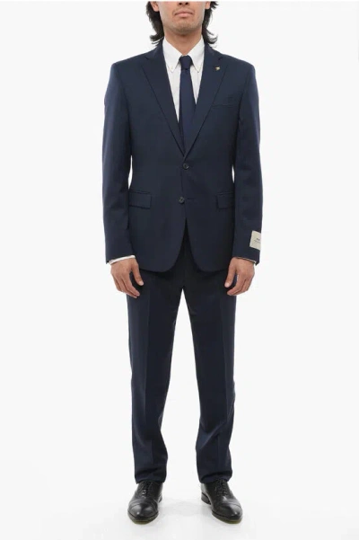 Corneliani Cc Collection Virgin Wool Refined Suit With Micro Houndstoot In Blue