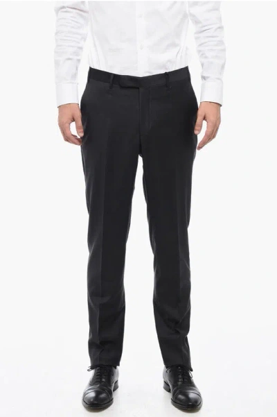 Corneliani Cc Collection Virgin Wool Refined Trousers In Black