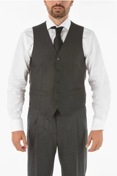 Corneliani Cc Collection Virgin Wool Refined Waistcoat In Grey