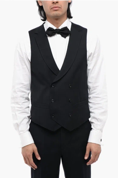 Corneliani Cc Collection Virgin Wool Reward Cerimonia Double Breasted W In Blue