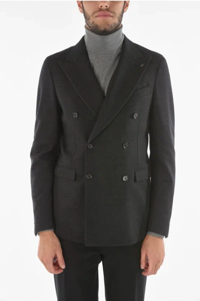 Corneliani Cc Collection Virgin Wool Reward Double-breasted Blazer With In Black