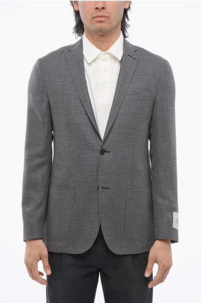 Corneliani Cc Collection Virgin Wool Right Blazer With Hopsack Motif