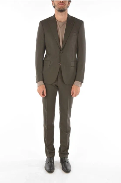 Corneliani Cc Collection Virgin Wool Right Notch Lapel Suit Drop 7r In Brown