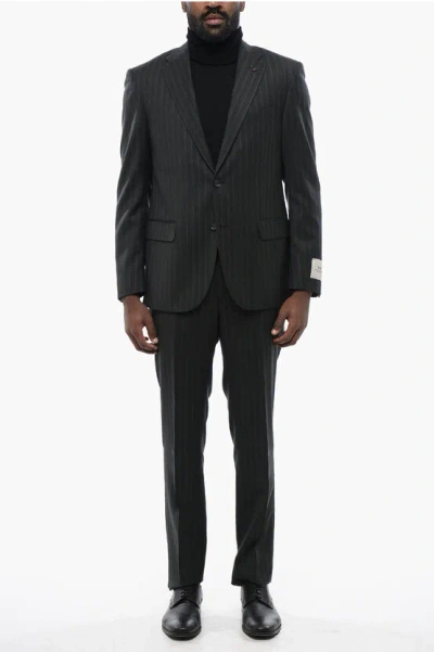 Corneliani Cc Collection Virgin Wool Right Pinstriped Suit