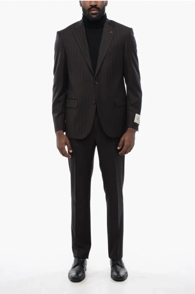 Corneliani Cc Collection Virgin Wool Right Pinstriped Suit