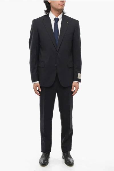 Corneliani Cc Collection Virgin Wool Right Suit With Notch Lapel In Black