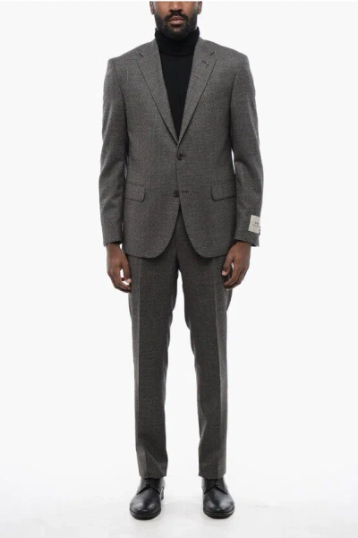 Corneliani Cc Collection Virgin Wool Right Suit With Windowpane Pattern