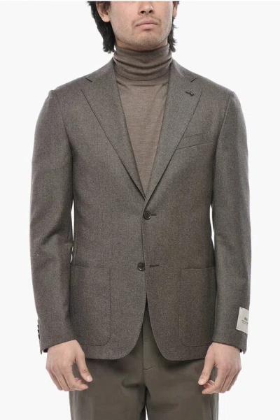Corneliani Cc Collection Virgin Wool Semi-lined Blazer With Patch Pocke In Brown