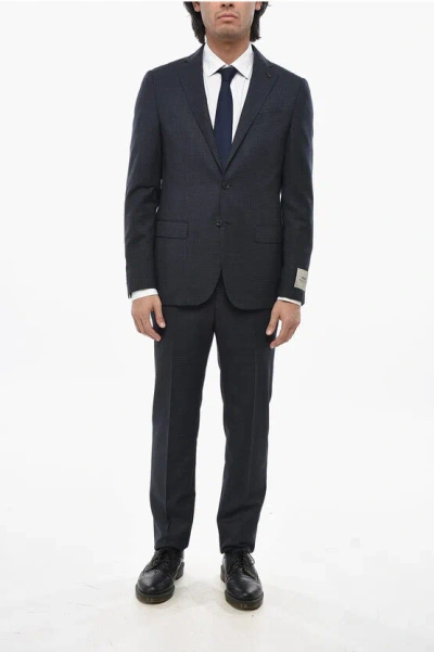 Corneliani Cc Collection Virgin Wool Side Vents Notch Lapel 2-button Su In Black