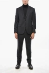 Corneliani Cc Collection Virgin Wool Side Vents Notch Lapel Suit In Black