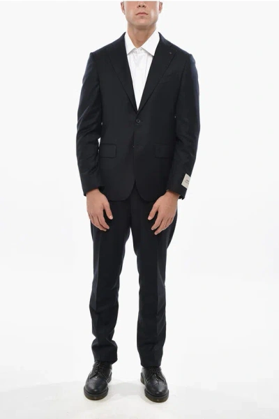 Corneliani Cc Collection Virgin Wool Side Vents Notch Lapel Suit In Black