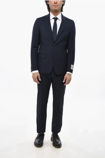 Corneliani Cc Collection Virgin Wool Side Vents Notch Lapel Suit In Blue