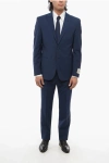 Corneliani Cc Collection Virgin Wool Side Vents Peak Lapel 2-button Sui In Blue